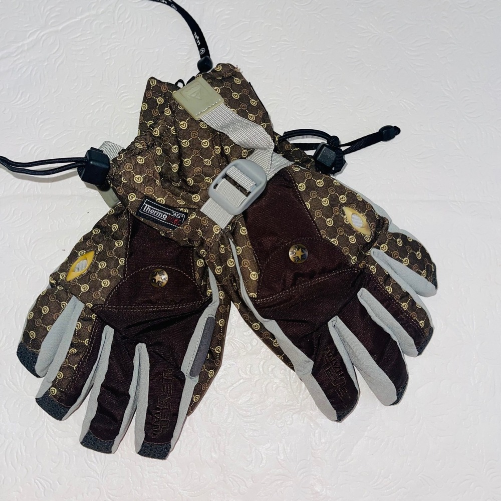 LEVEL Hand Matrix S Ski Gloves Membra-Therm Plus Brown Monogram Warmer Pocket